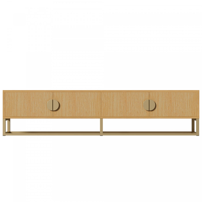 Aspect 70.8 Inch Modern TV Cabinet with Wood Grain Finish and Soft-Close Hinges, Natural