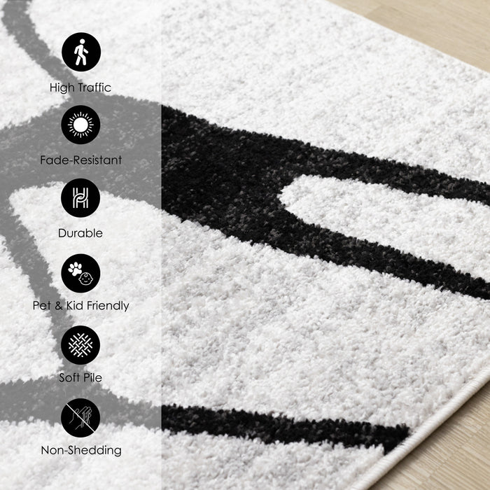 Emmett Grey Black Drizzle Swirl Rug, 5'3\" x 7'7\" Indoor Area Rug