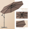 Costway 10' Hanging Solar LED Umbrella Patio Sun Shade Offset Market W/ Base Tan