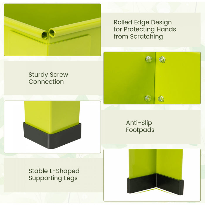 Costway 24\" Raised Garden Bed With Legs Metal Elevated Planter Box Drainage Hole Backyard Green
