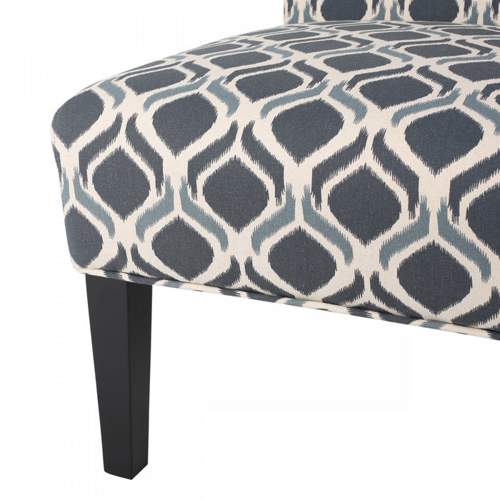 Oliver Linen-look Fabric Accent Chair Set Of 2 With Rubberwood Legs - Blue