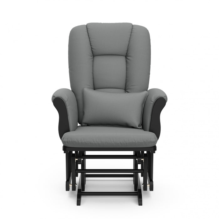 Storkcraft Tuscany Glider and Ottoman - Black/Gray