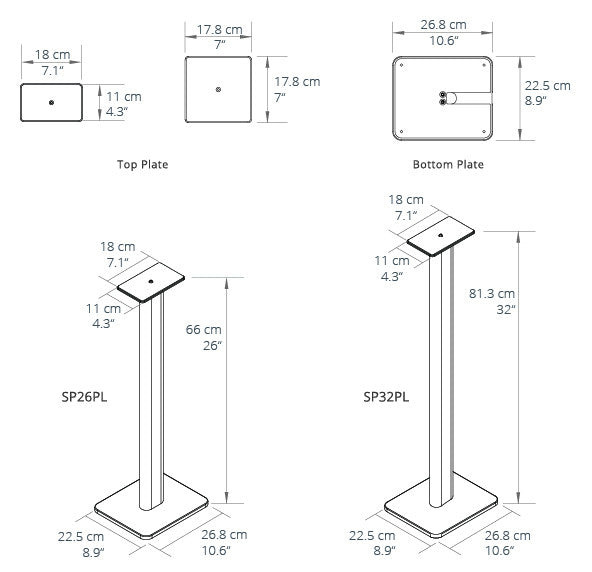 Kanto SP32PL 32\" Bookshelf Speaker Swiveling Floor Stands - Pair, Black