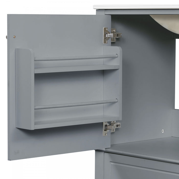 Fanny 36\" Bathroom Vanity with Ceramic Sink and Soft-Close Hinges, Grey