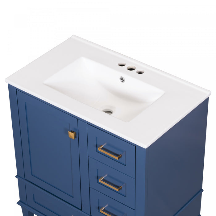 Olivia 30\" Bathroom Vanity with Sink Combo and Storage Drawers,Blue
