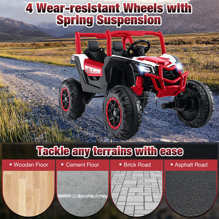 Costway 24v Kids Ride On Utv With 4 X 100w Powerful Engine Remote Control High/low Speed Red