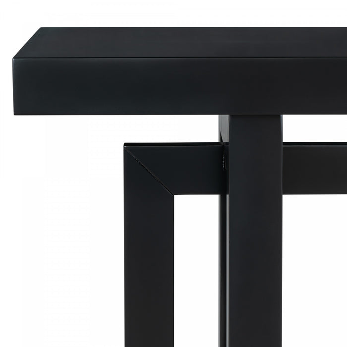 Ethan 59.1'' Triple Rectangle Design Painted Entryway Table with Pine Wood Legs,Black Sofa Table