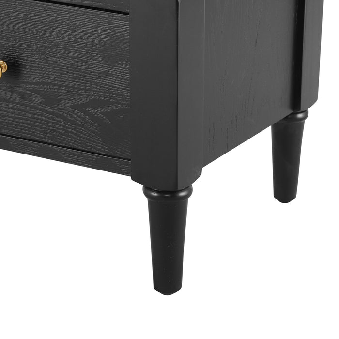 Aspen Nightstand Set of 2 with Drawers and Open Shelves, Black