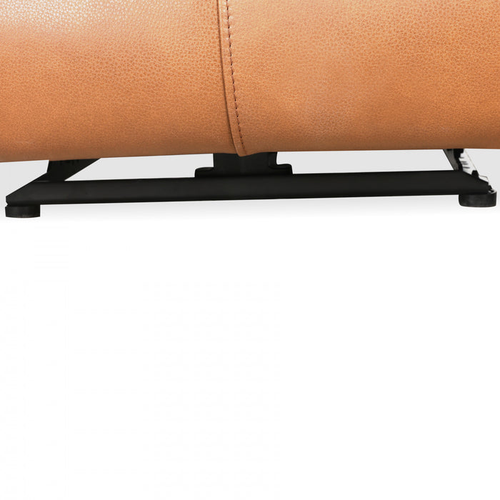 Bellamy 58 in. Leather Match Power Reclining Loveseat with Adjustable Headrest and USB - Cognac