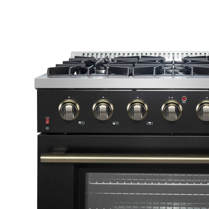 Forno Galiano 36-inch Gas Range in Black, 5.36 cu.ft. - FFSGS6244-36WHT