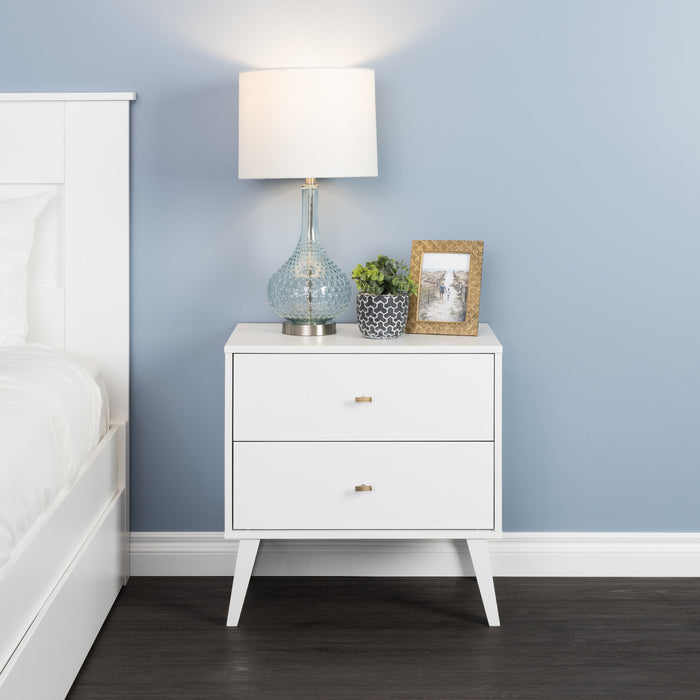 Milo 2-Drawer Nightstand - White