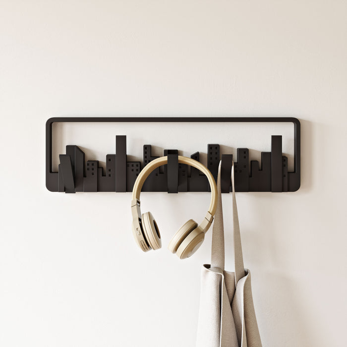 Umbra Modern Skyline Multi-Hook Coat Rack - Black