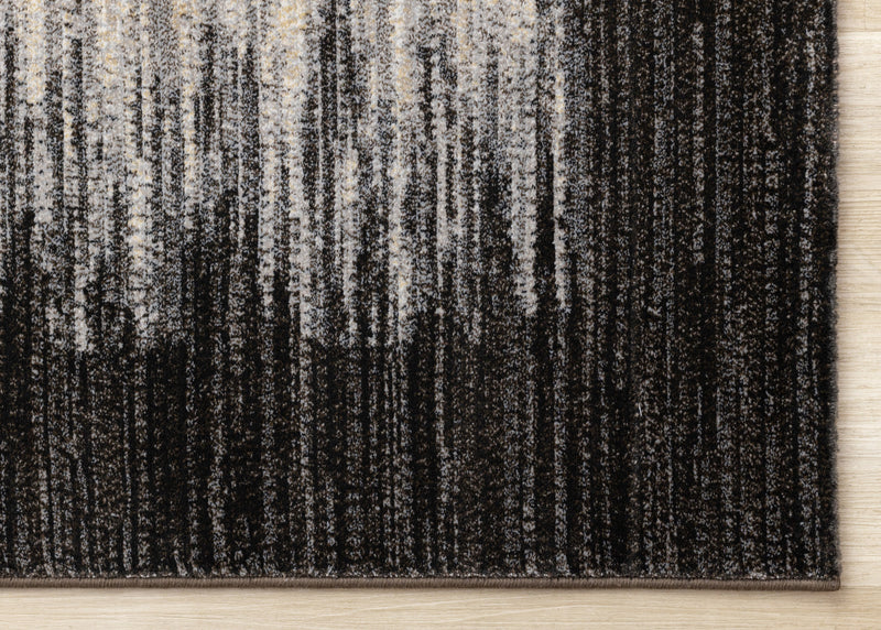 Amelia Dense Black Beige Border Area Rug - 5'3\" x 7'7\"