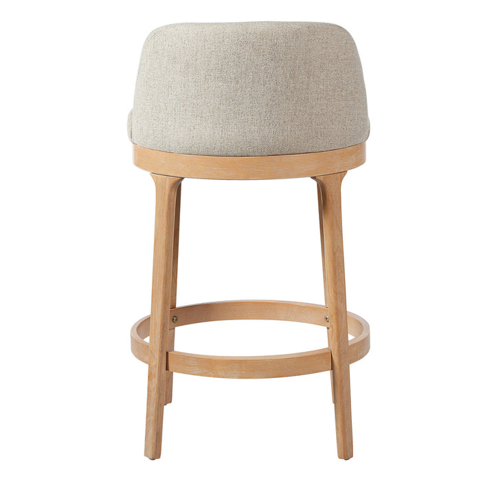 Amelia Ergonomic Rubberwood Counter Height Bar Stool Set of 2 with Upholstered Fabric,Natural