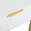 Horizon Modern Console Table with Geometric Drawers and Gold Frame, White/Gold | Horizon Table Console Moderne avec Tiroirs Geometriques et Cadre Dore, Blanc/Or
