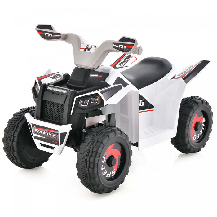 Costway Kids Ride On Atv 4 Wheeler Quad Toy Car 6v Battery Powered Motorized Toy White