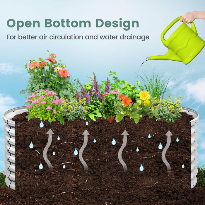 Costway 2 Pcs Raised Garden Bed Kit Planter Raised Garden Boxes Outdoor 65\" X 32\" X 24\" Silver