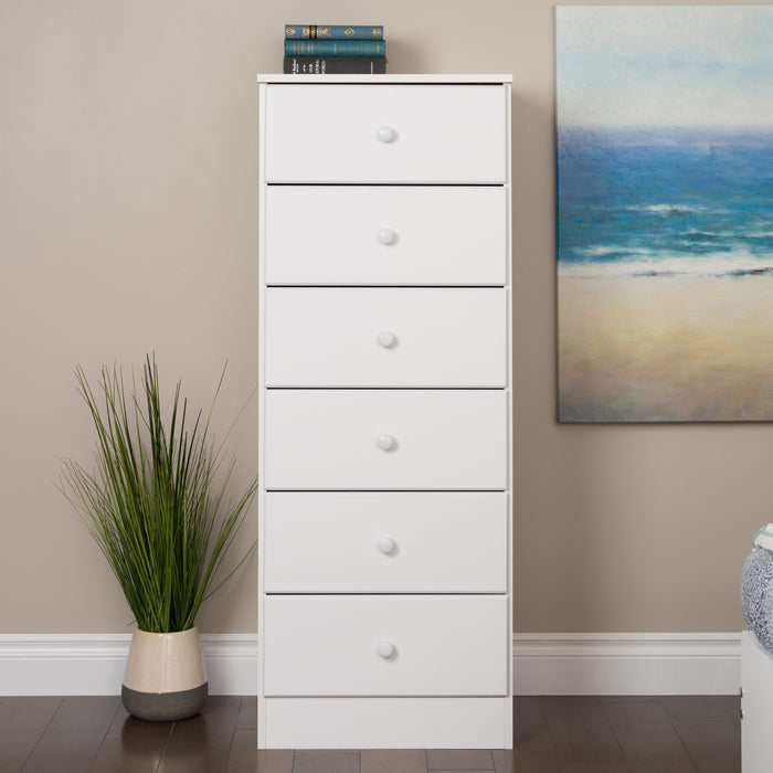 Astrid 6-Drawer Tall Chest - White