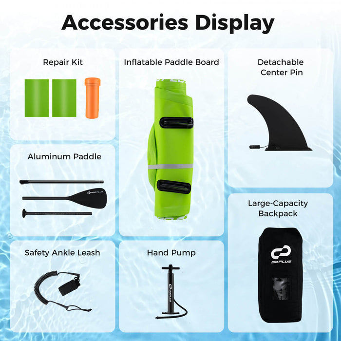 Goplus Small Inflatable Sup Board, Portable Paddle Board With 5d Rings Stand Up Paddle Board For Youth & Adult Green