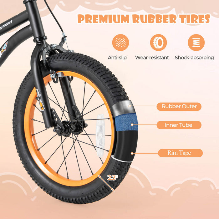 Costway 16-inch Kid's Bike For 4-7 Years Old With Adjustable Saddle & Anti-slip Handlebar Black