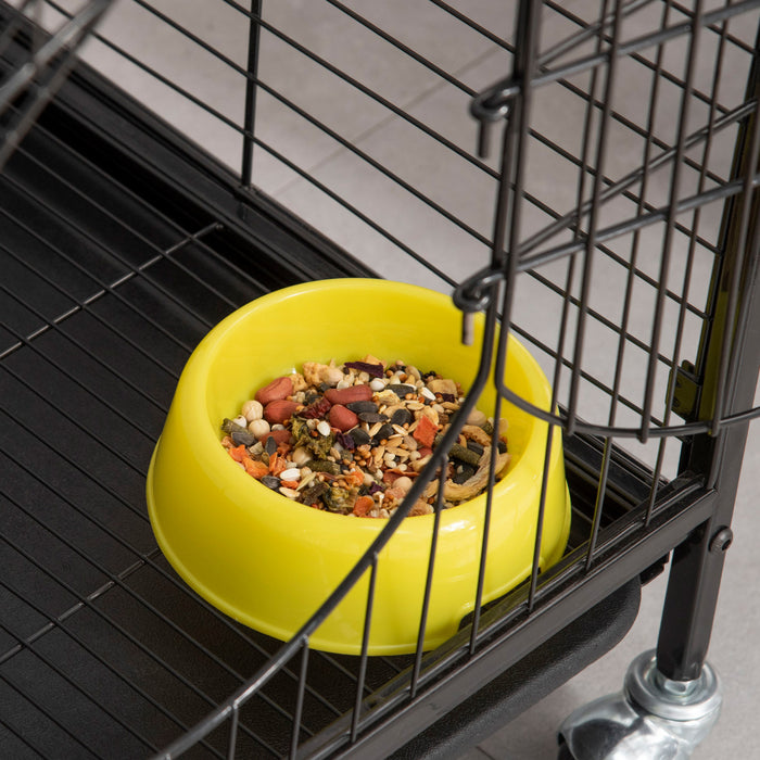 Pawhut 4-tier Metal Small Animal Cage With Wheels, Metal Bunny Playpen With 2 Doors, Platforms, Ramps, Sliding Tray, For Ferret, Chinchilla