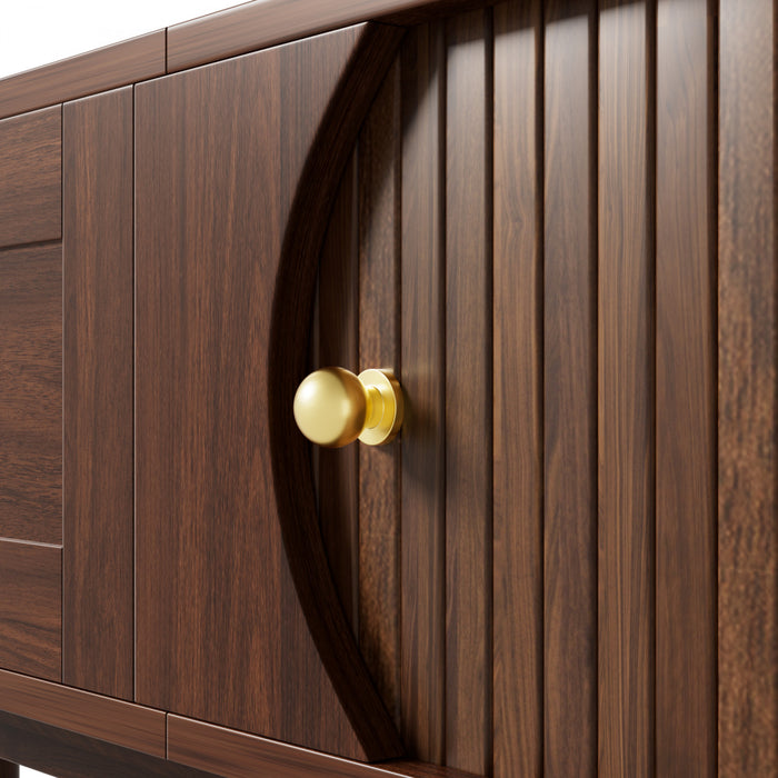 Oakmere 67 Inch Modern TV Stand with Drawer and Sliding Doors, Walnut