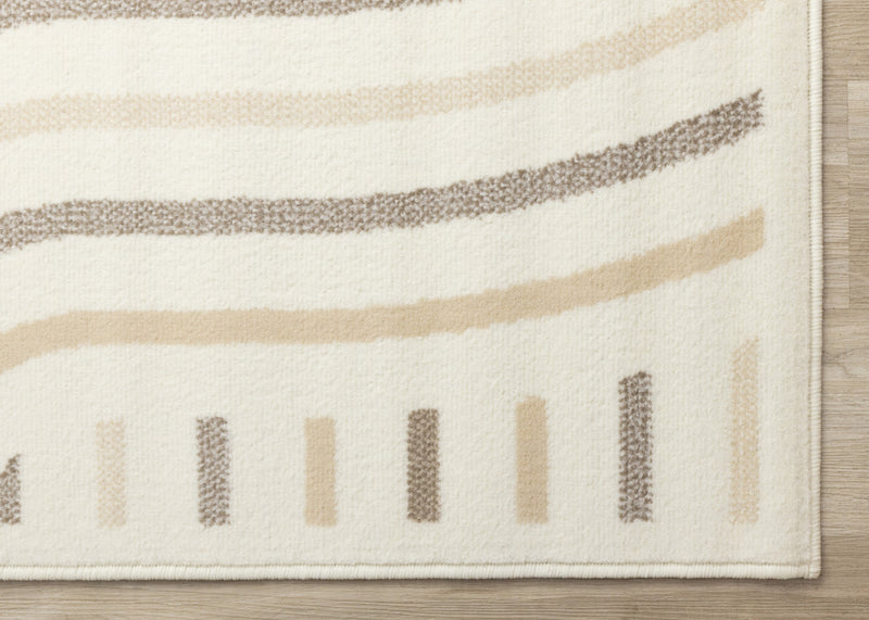 Forte Cream Beige Brown Curvy Lines Area Rug - 5'3\" x 7'5\"