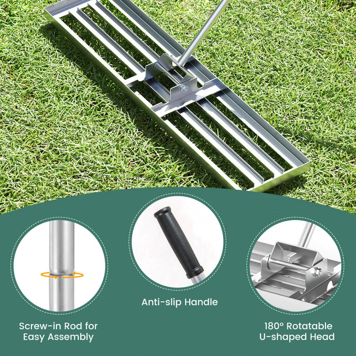 Costway Lawn Leveling Rake 42\" X 10\" Heavy Duty Level Lawn Tool For Garden Backyard/lawn Silver