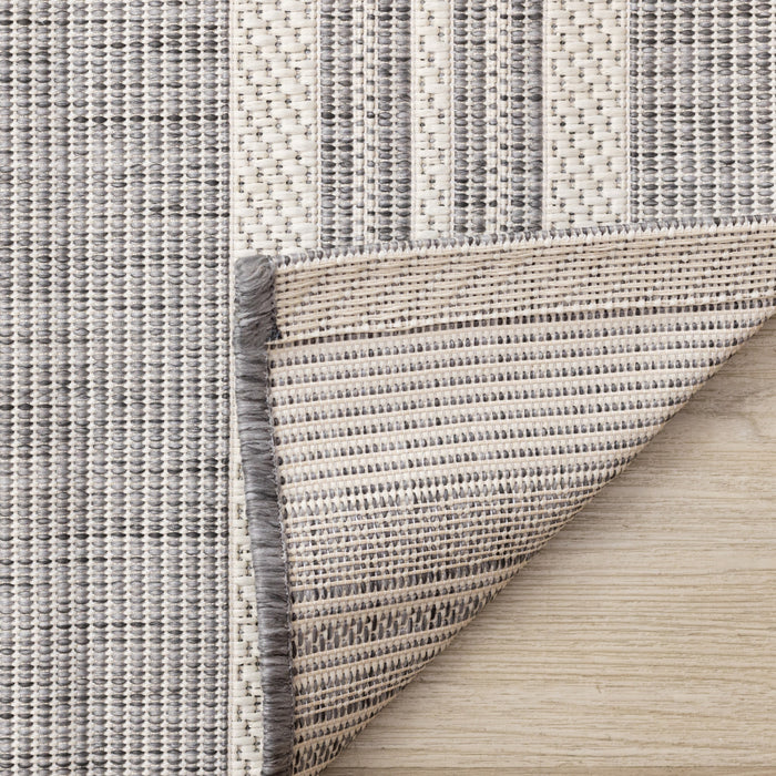 Jackson Cream Taupe Banded Stripes Rug, 7'10\" 10'6\" Outdoor Area Rug