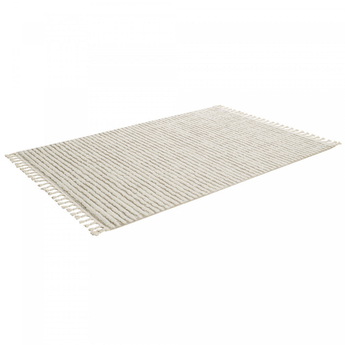 Quinto Beige Waves Shag Area Rug - 7'7\" x 10'