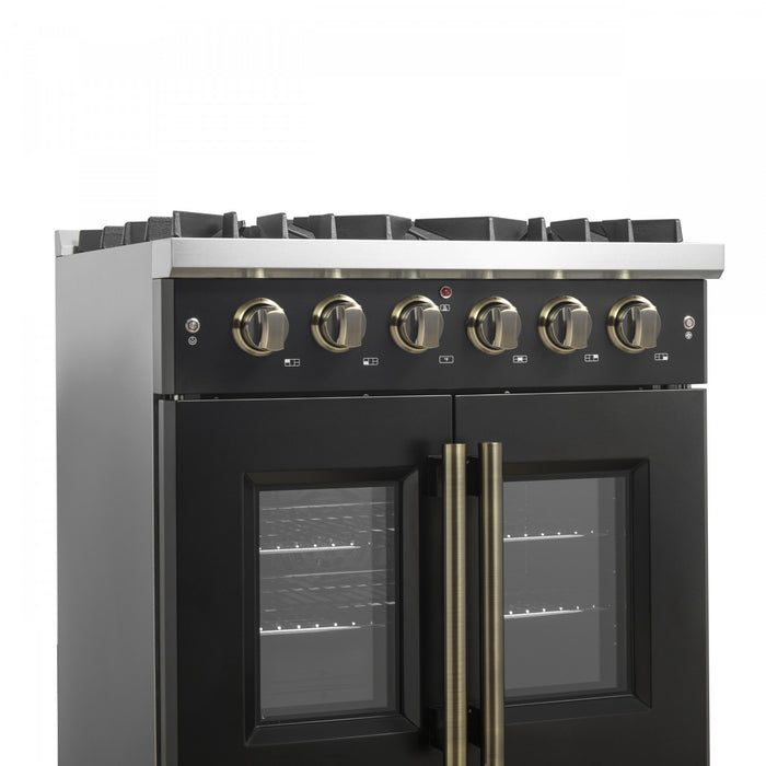 Forno Galiano 30\" Black Gas Range, 4.32 cu.ft- FFSGS6444-30BLK