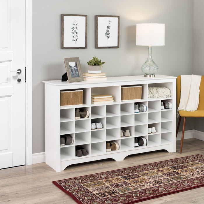 Shoe Cubby Console - White
