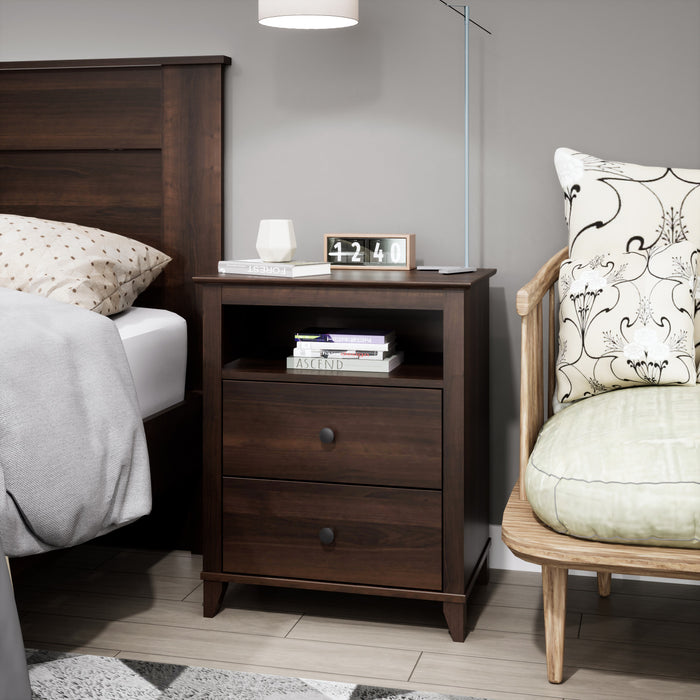 Yaletown 2-Drawer Tall Nightstand - Espresso