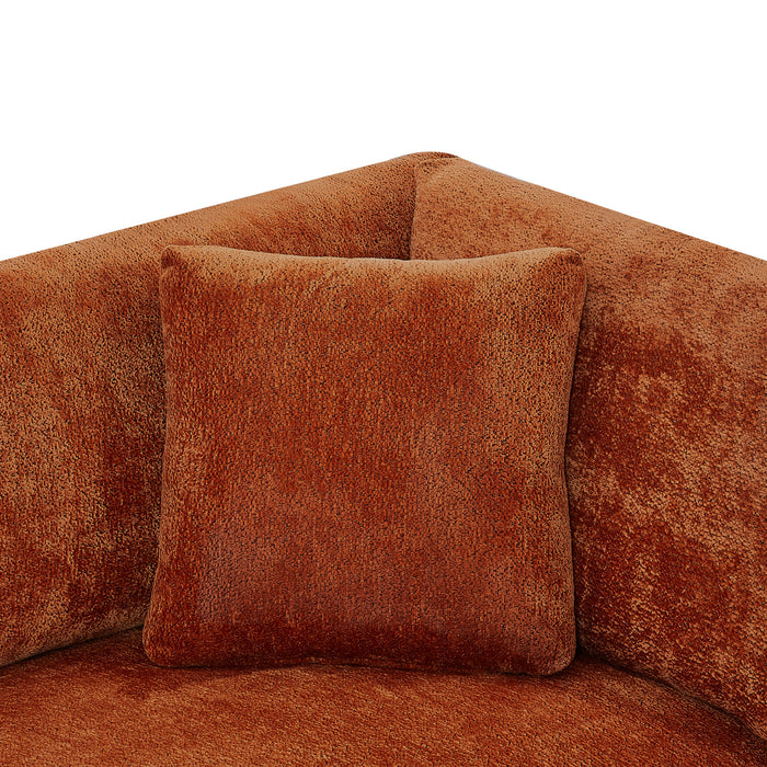 Flare Modern 83.5 Inch Flared Arms Sofa with High-Density Cushions, Caramel