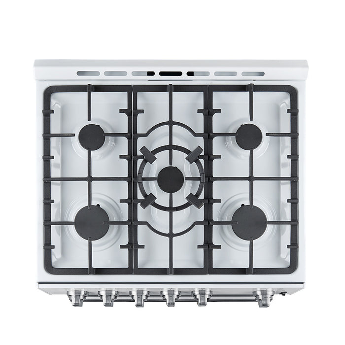 Forno Leonardo Espresso 30\" White Gas Range, 5 cu.ft Convection Oven-FFSGS1116-30WHT