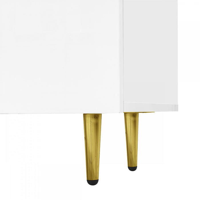 Frances Modern Tv Stand With 4 Doors,high-gloss White Tv Stand