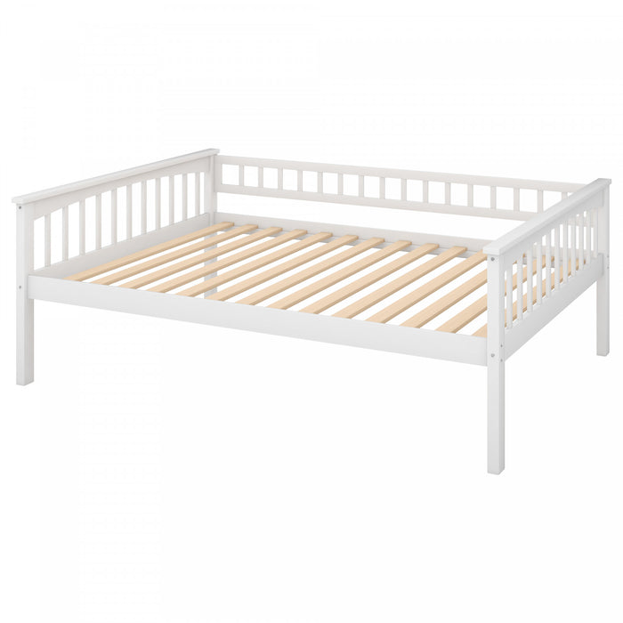 Brady Solid Wood Convertible Full Bunk Bed With Drawers, White