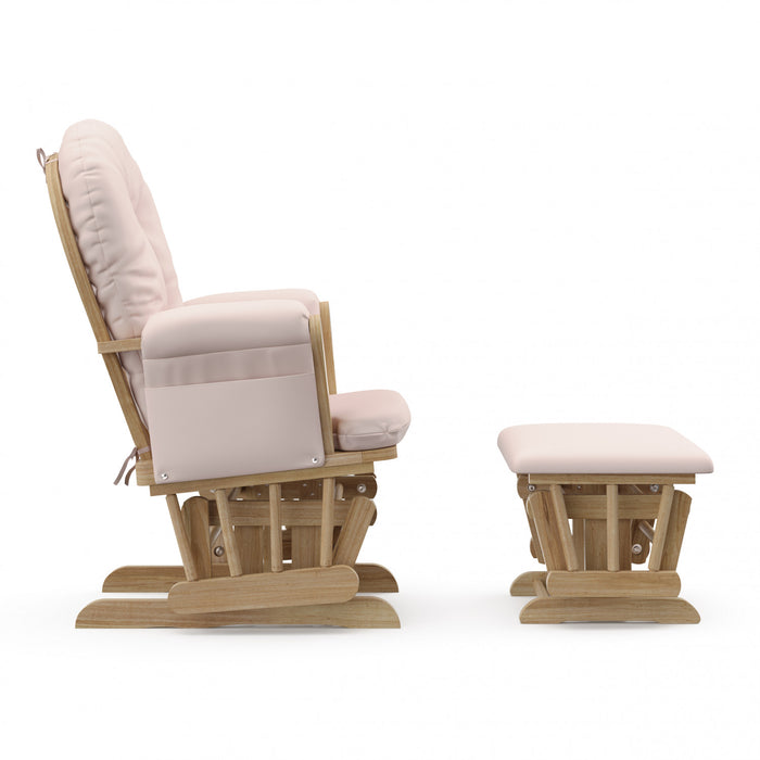 Storkcraft Hoop Glider and Ottoman - Natural/Pink