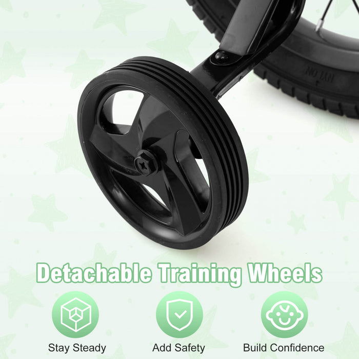 Costway 18\" Kid's Bike With Training Wheels Adjustable Handlebar & Seat Handbrake Sliver