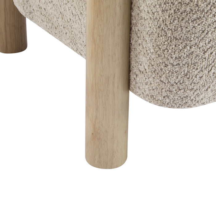 Evelyn Accent Arm Chair with Comfortable Seating and Boucle Upholstery,Natural Wood Accent Chair