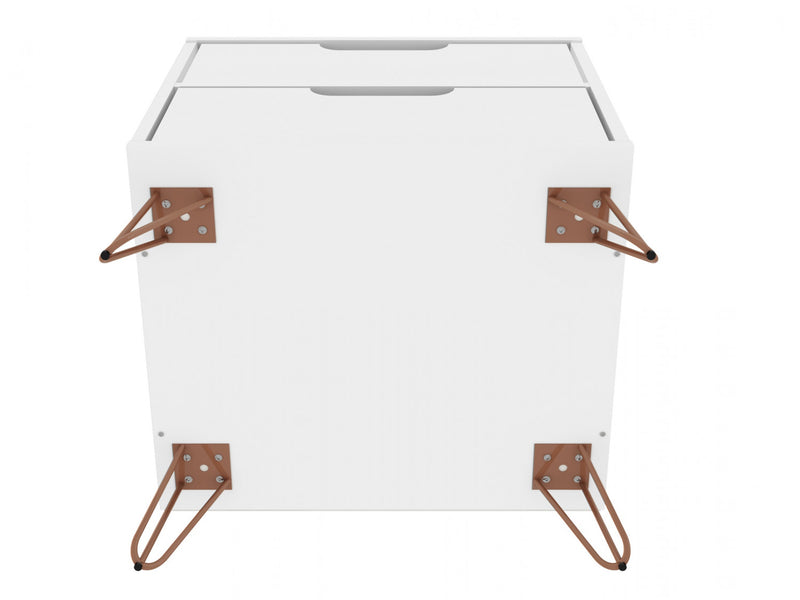 Rockefeller Mid-Century Modern 20\" Nightstand in White (2-Drawer) - Set of 2