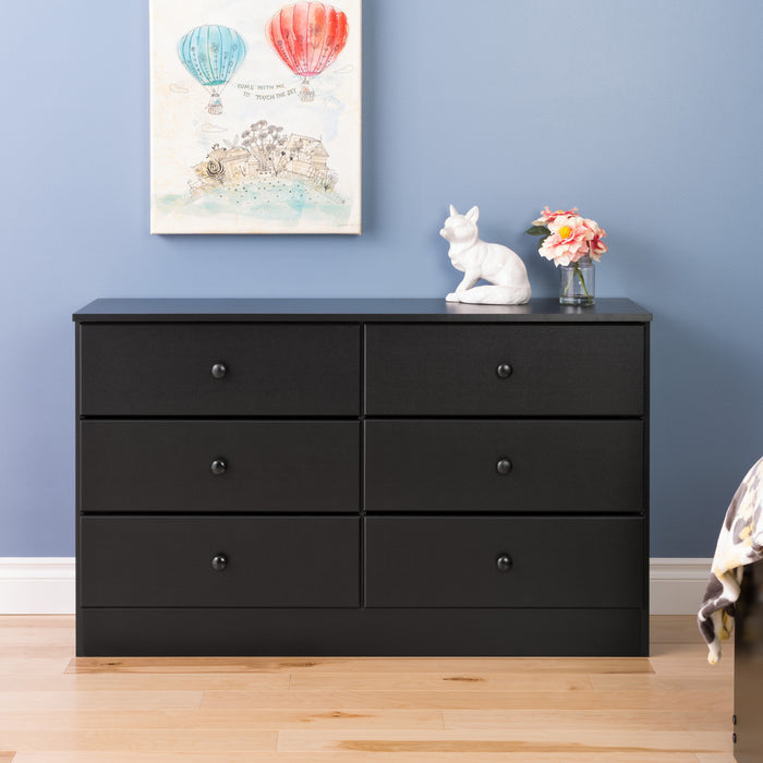 Astrid 6-Drawer Dresser - Black