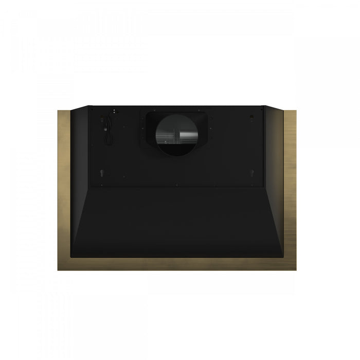 Forno Vittorio 36-Inch Wall Mount Range Hood, Black with Antique Brass Trim- FRHWM5078-36BLK