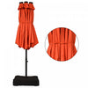 Costway 15Ft Patio Double-Sided Solar LED Market Umbrella Crank Base Orange