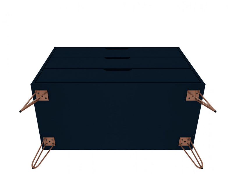 Rockefeller Mid-Century Modern 35\" Dresser in Midnight Blue (3-Drawer) - Set of 2