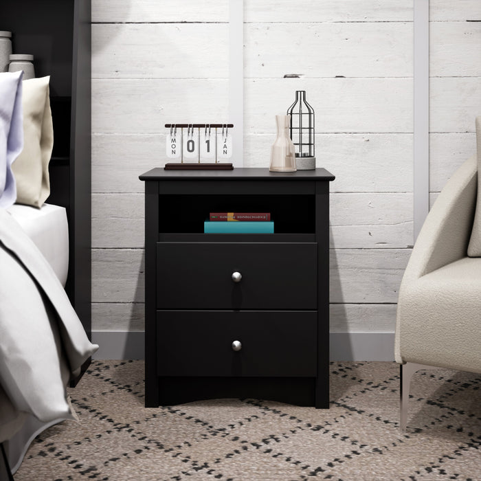 Jade Tall 2-Drawer Nightstand - Black