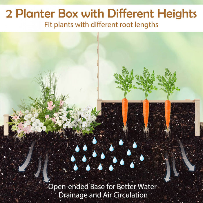 Costway 87\" Raised Garden Bed With Trellis 2 Planter Boxes Open-ended Base For Patio