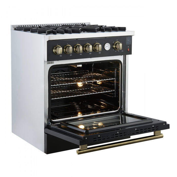 Forno Giovanni 30-inch Gas Range Black, 4.32 cu.ft, -FFSGS6274-30BLK