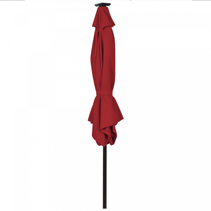 Costway 9' Solar LED Lighted Patio Market Umbrella Tilt Adjustment Crank Lift Burgundy