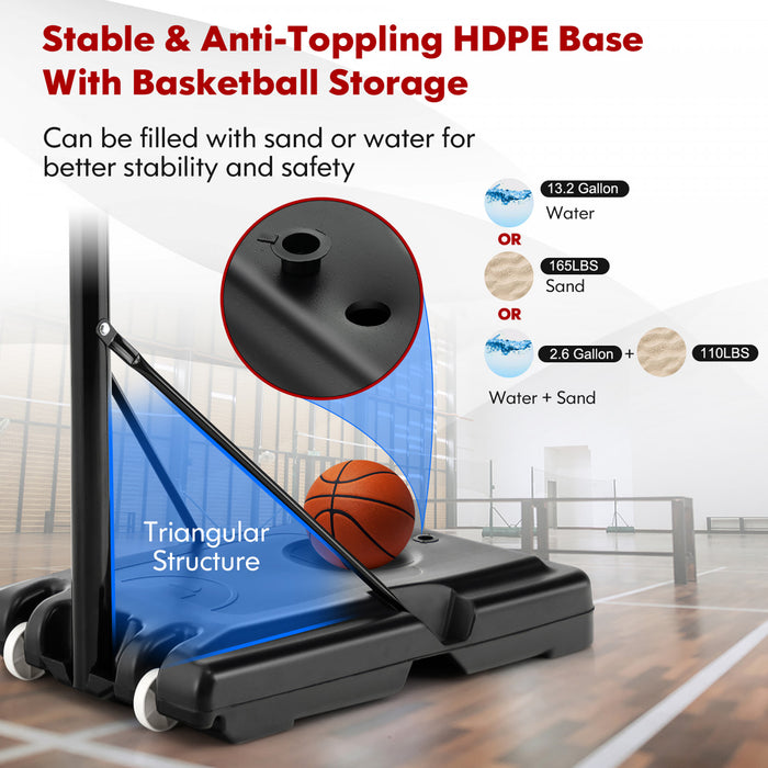 Costway 4.25-10ft Portable Adjustable Basketball Hoop System With 44\" Backboard 2 Nets
